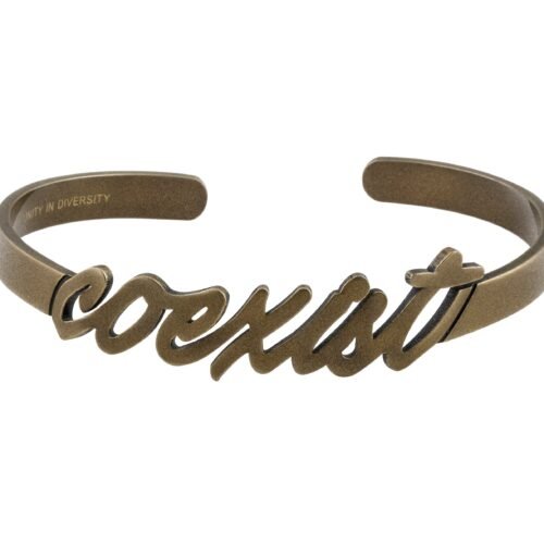 antique gold coexist cuff bracelet