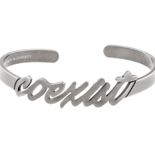 antique vintage silver coexist cuff bracelet