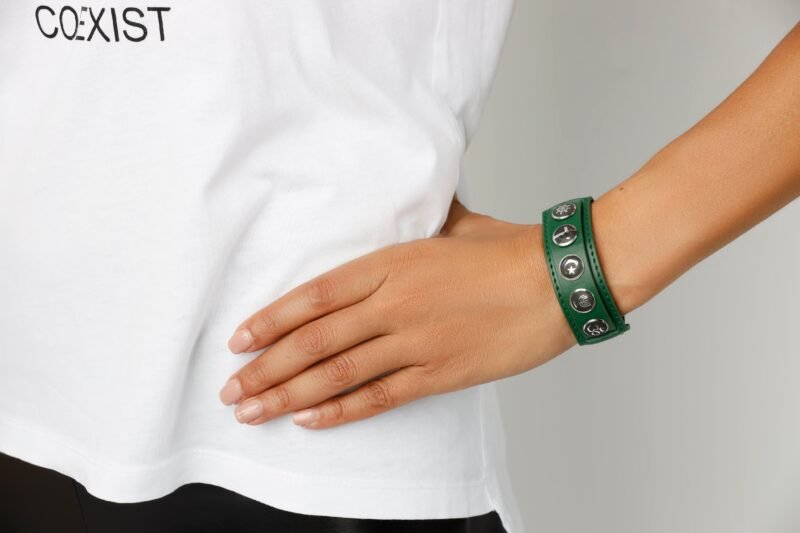 Green tolerance faith symbols bracelets